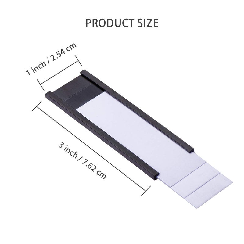 Eeoyu Magnetic Label Holders with Magnets Magnetic Data Card Holders with Clear Plastic Protectors for Metal Shelf, Whiteboard, Set of 30 (1 x 3 Inch) - Image 2